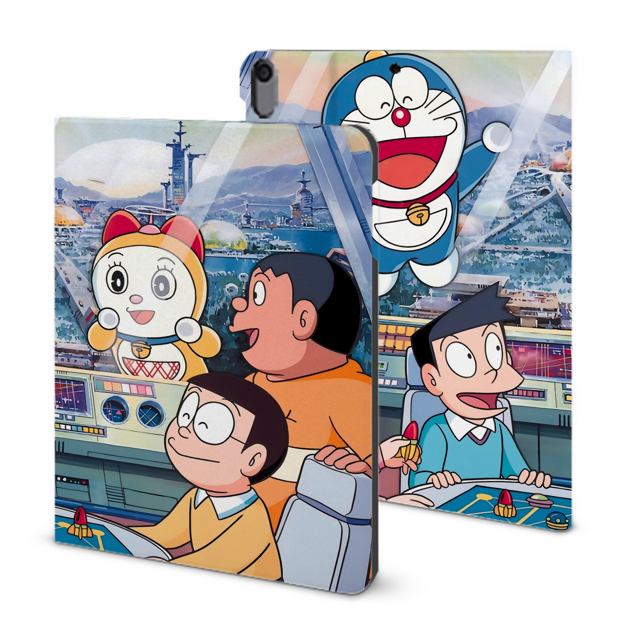 （画像用） ドラえもん Doraemon IPad ケース ブック型 PUレザー TPU 耐衝撃 軽量 薄型 ペン収納なし 全面保護 IPad 各モデル対応